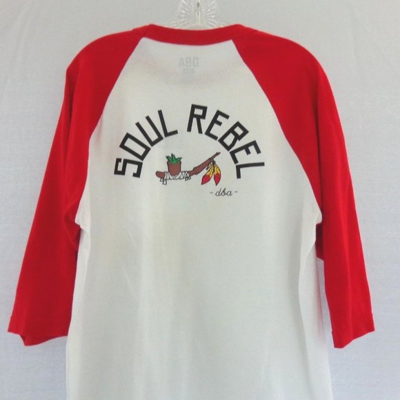 DBA Death By Association Soul Rebel Raglan T Shirt Red White Men's Large L - Picture 1 of 4